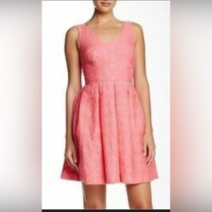 Trina Turk Guipure pink lace sz4 Ambros Dress pockets made in California